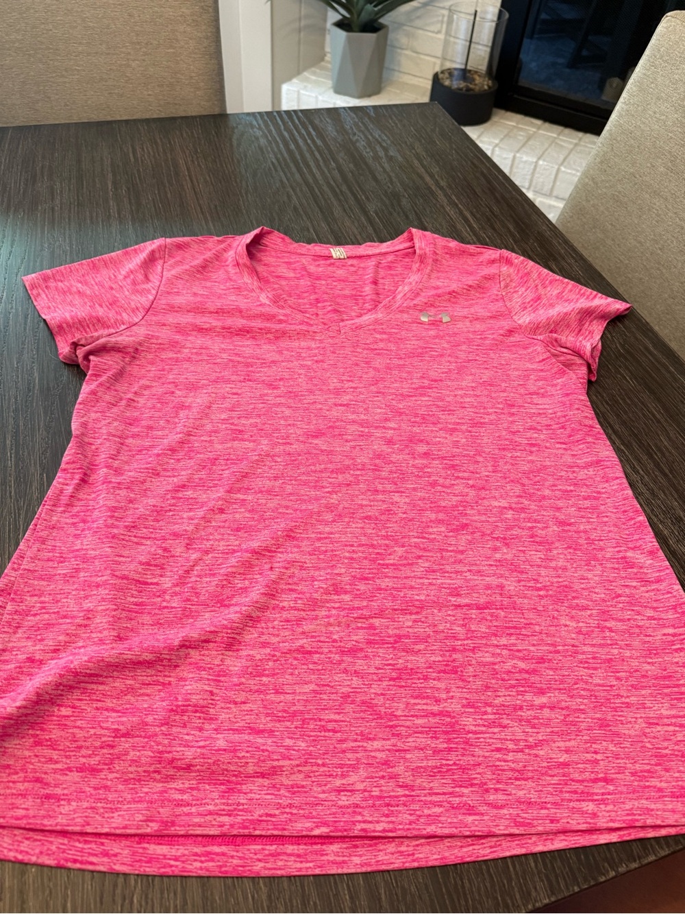 Under Armour Hot Pink Heather V-Neck Performance Tee